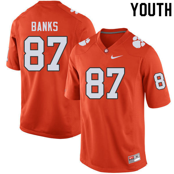 Youth #87 J.L. Banks Clemson Tigers College Football Jerseys Sale-Orange